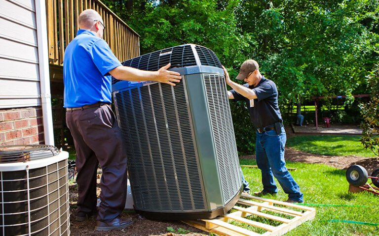 Technicians Installing Hvac Unit